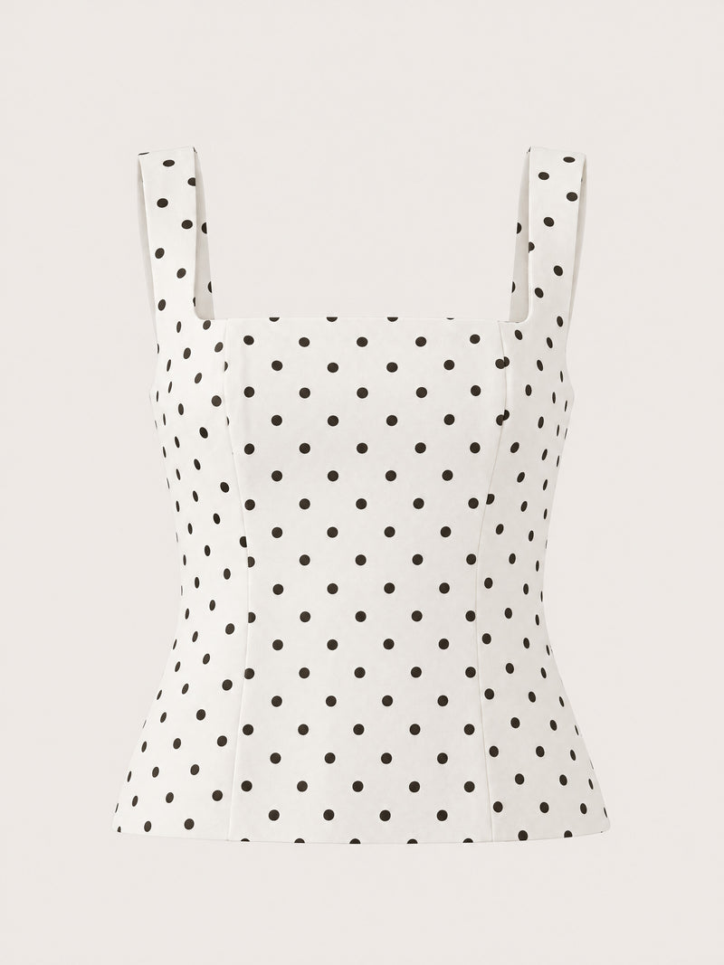 Aaliyah Bustier Top - Cream Polka Dot