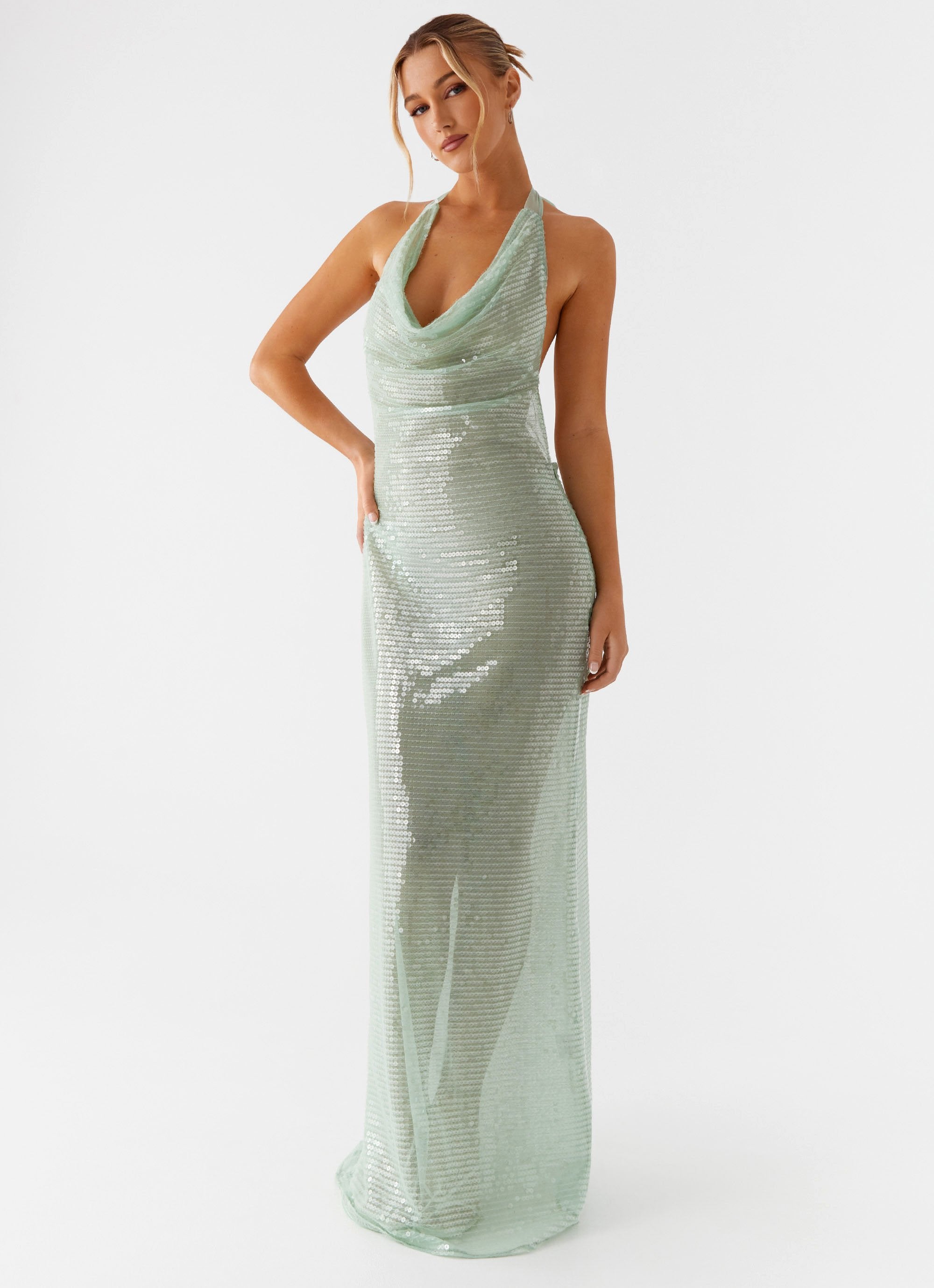 Above the Clouds Cowl Maxi Dress - Green Above the Clouds Cowl Maxi Dress - Green
