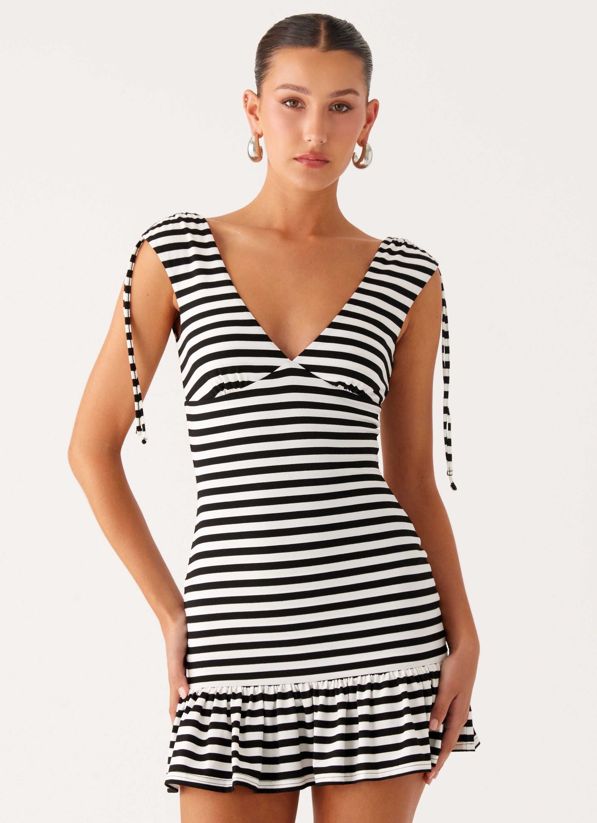 Acacia Mini Dress - Black White Stripe Peppermayo Acacia Mini Dress - Black White Stripe Peppermayo