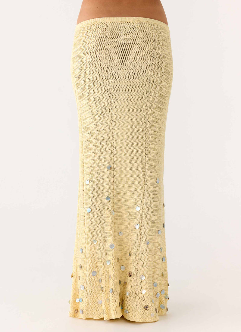 Adelaida Beaded Crochet Maxi Skirt - Yellow