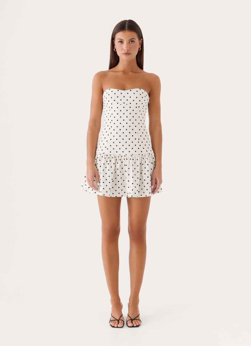 Adriana Mini Dress - Cream Polka Dot