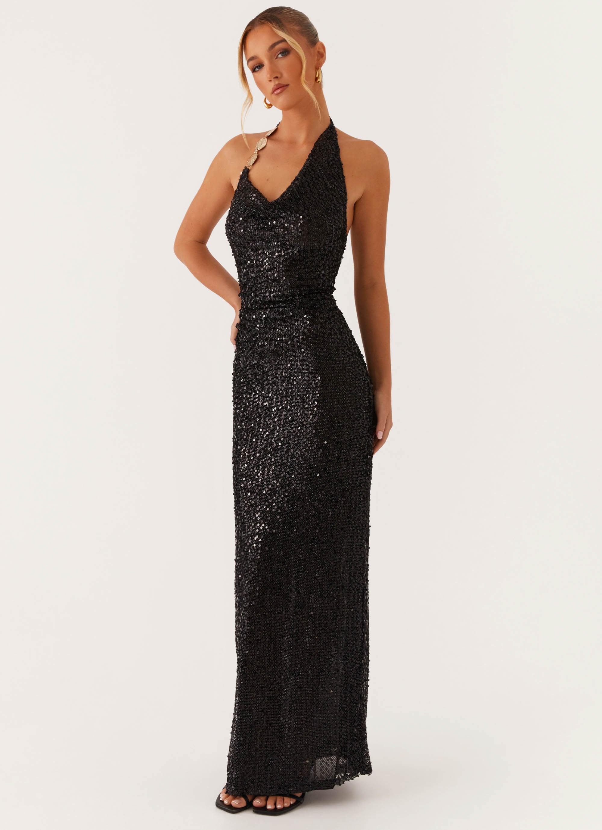 After Tonight Sequin Cowl Neck Maxi Dress - Black After Tonight Sequin Cowl Neck Maxi Dress - Black