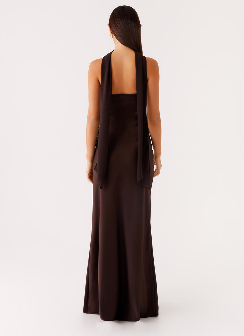 Alaine Scarf Maxi Dress Dark Chocolate 3