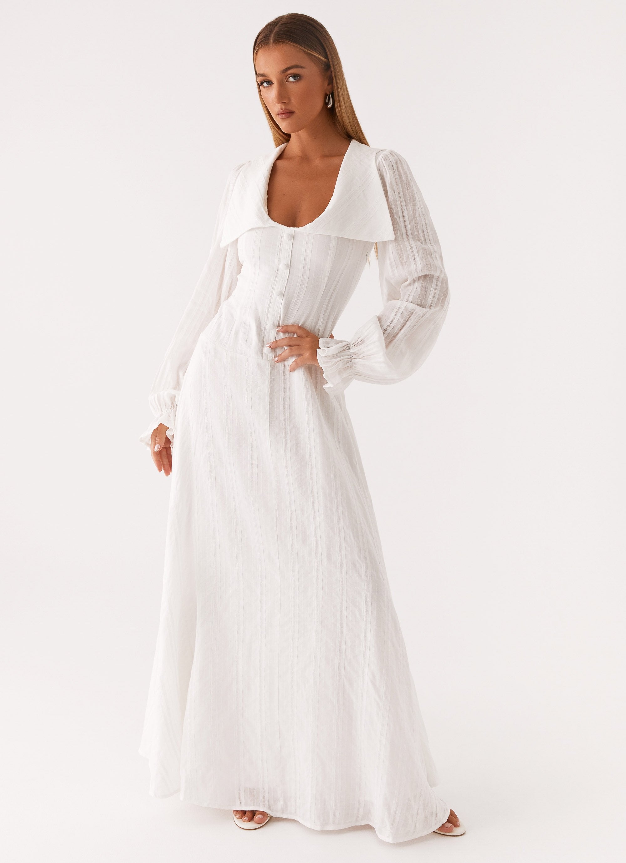 Alima Long Sleeve Maxi Dress - White Peppermayo Alima Long Sleeve Maxi Dress - White Peppermayo