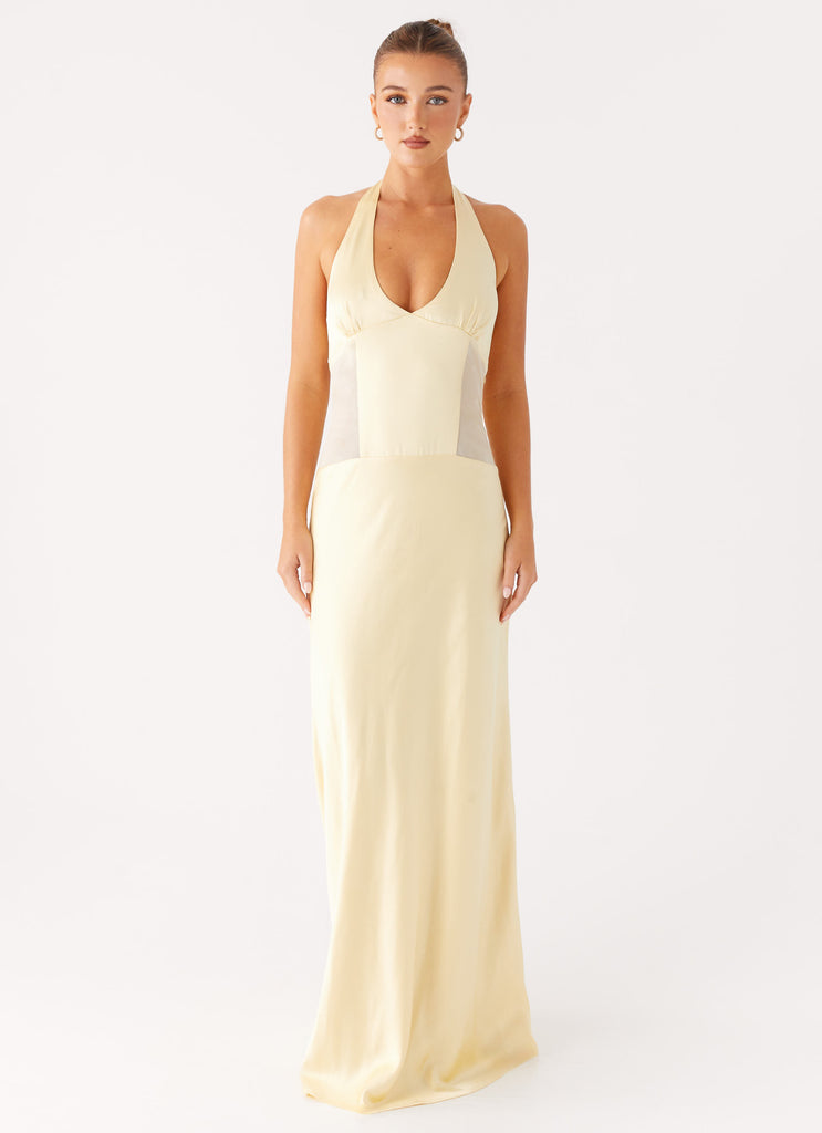 Peppermayo Exclusive Ambre Mesh Panel Maxi Dress - Yellow - View 6 | Shop Formal Dress
