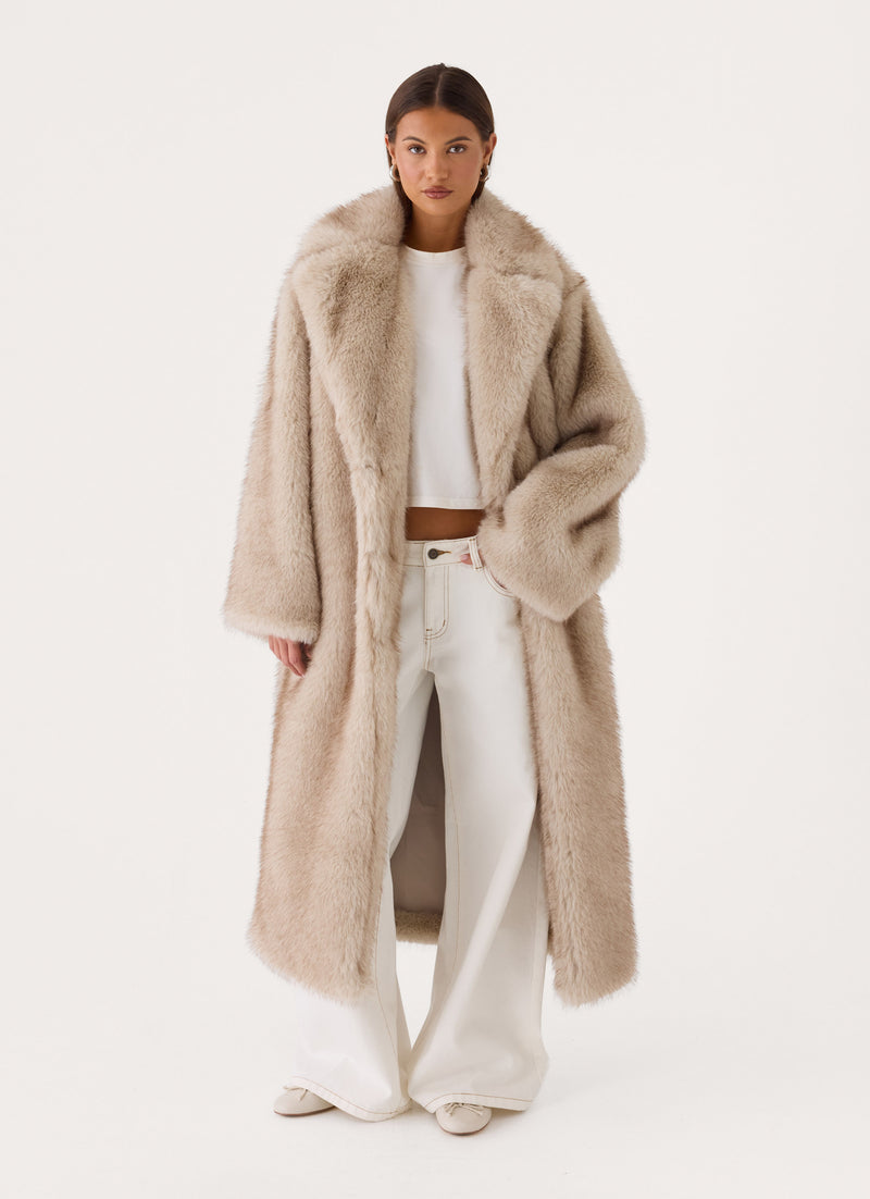Aspen Avenue Faux Fur Coat - Natural