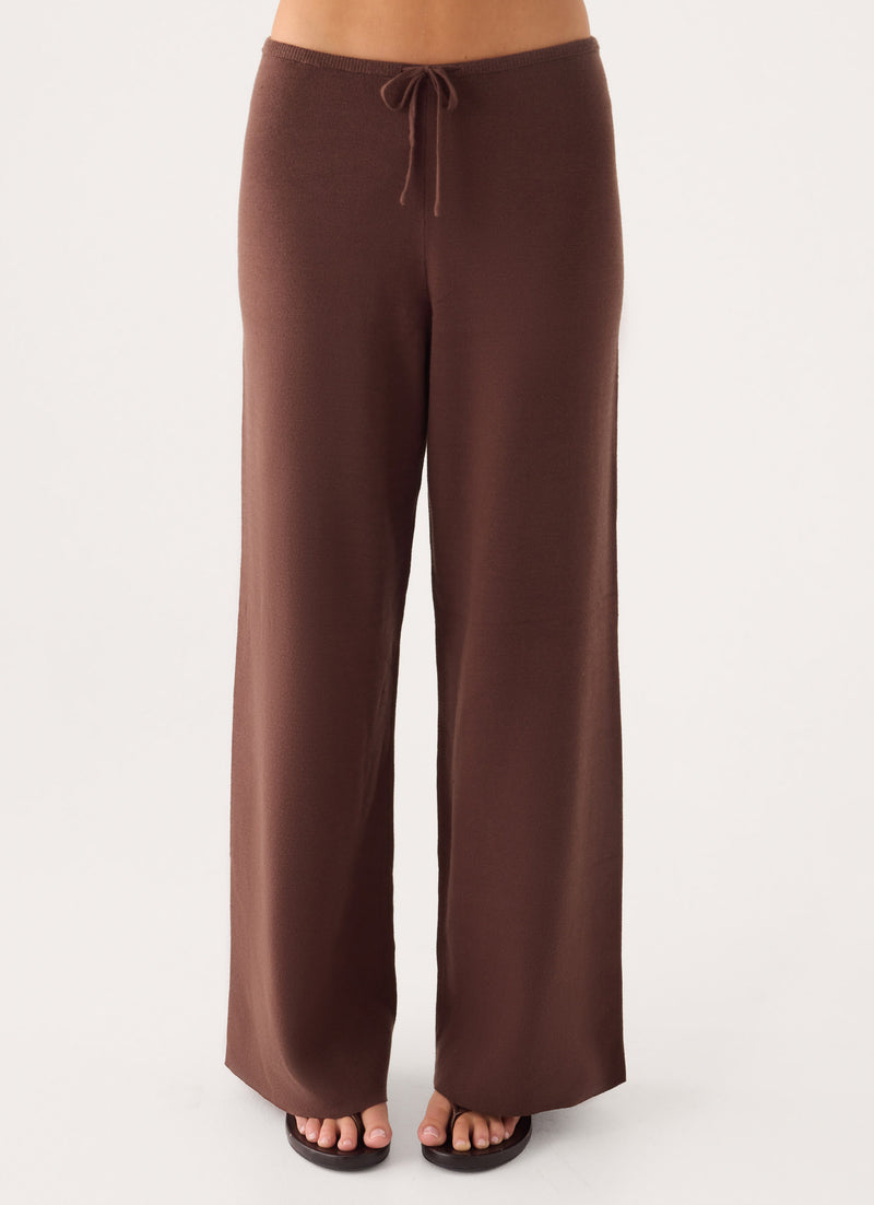Aviara Knit Low Rise Pant - Chocolate