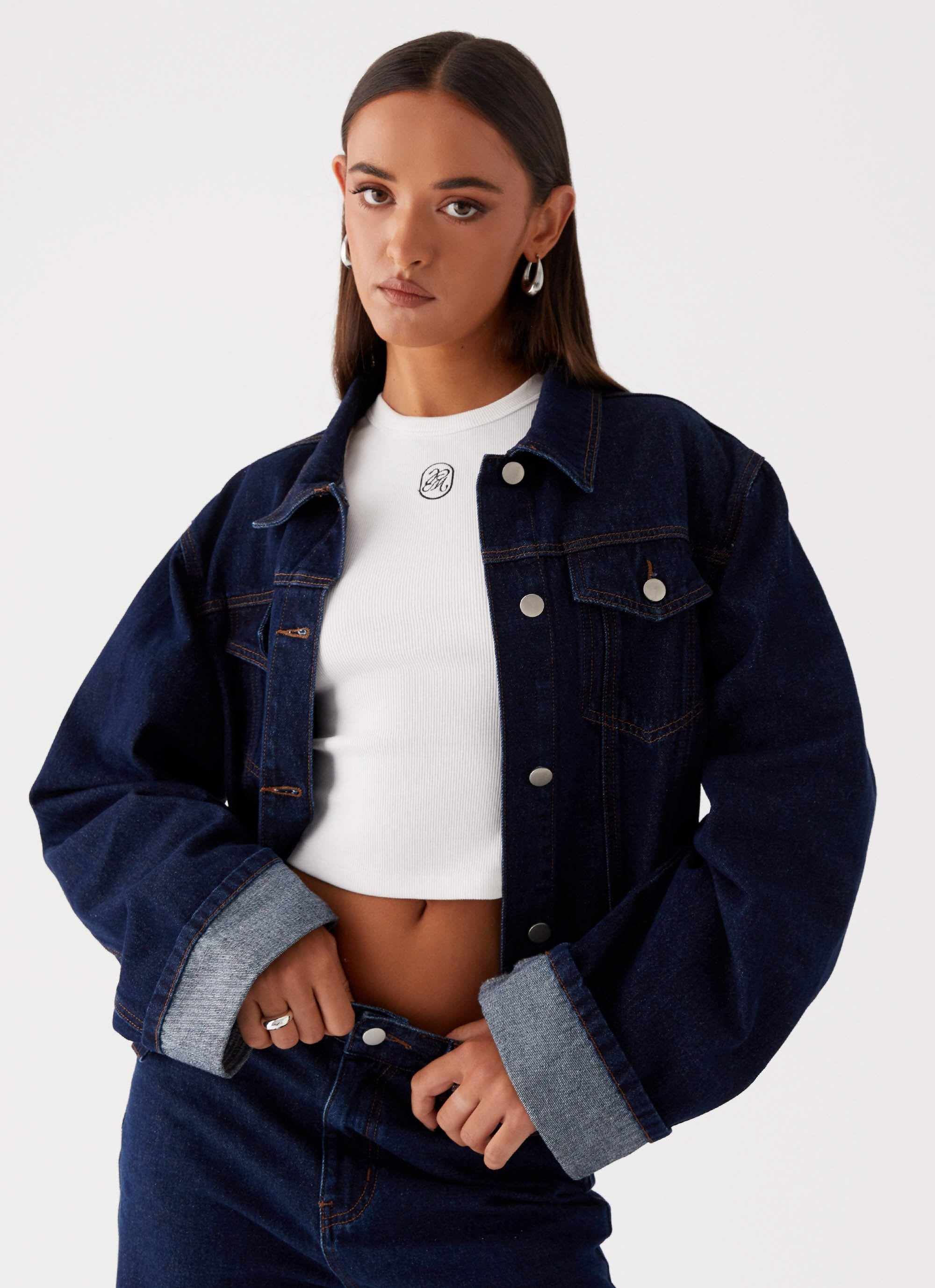 Back jean jacket on sale
