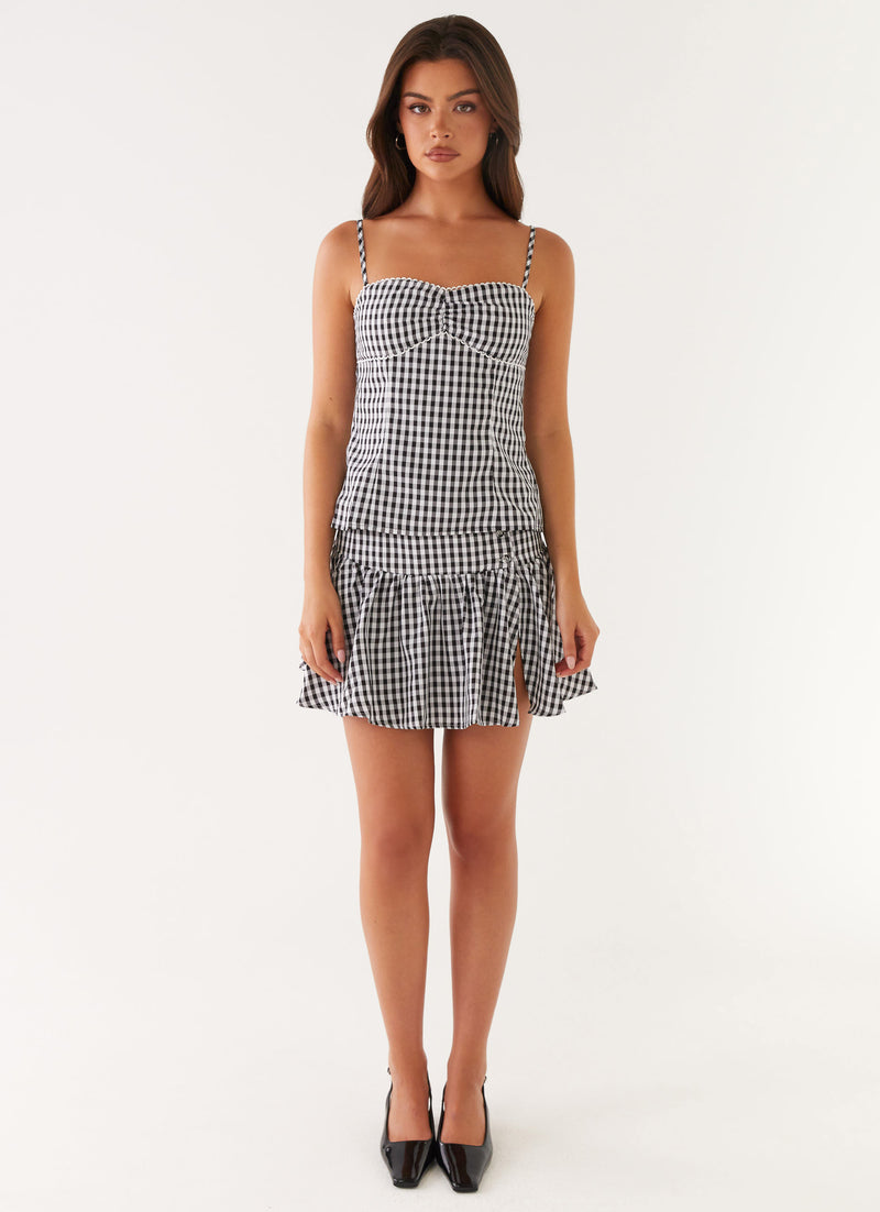 Bellamy Mini Skirt - Black Gingham