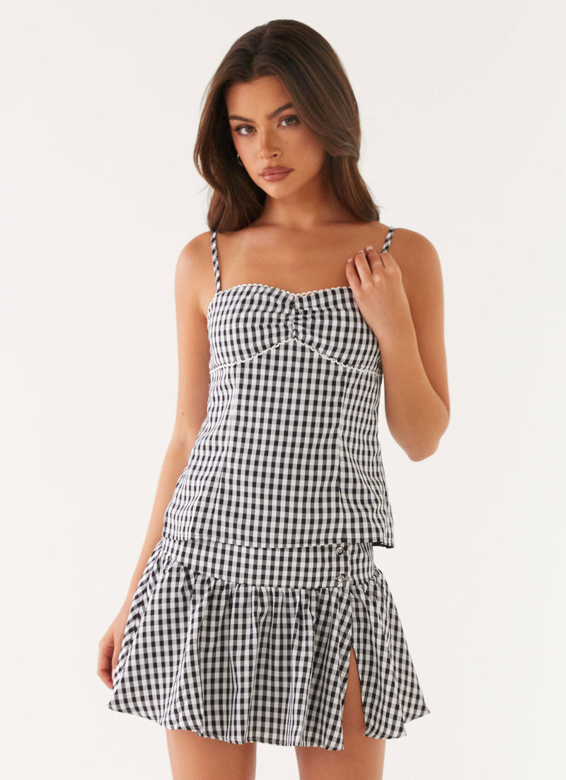 Bellamy Mini Skirt - Black Gingham