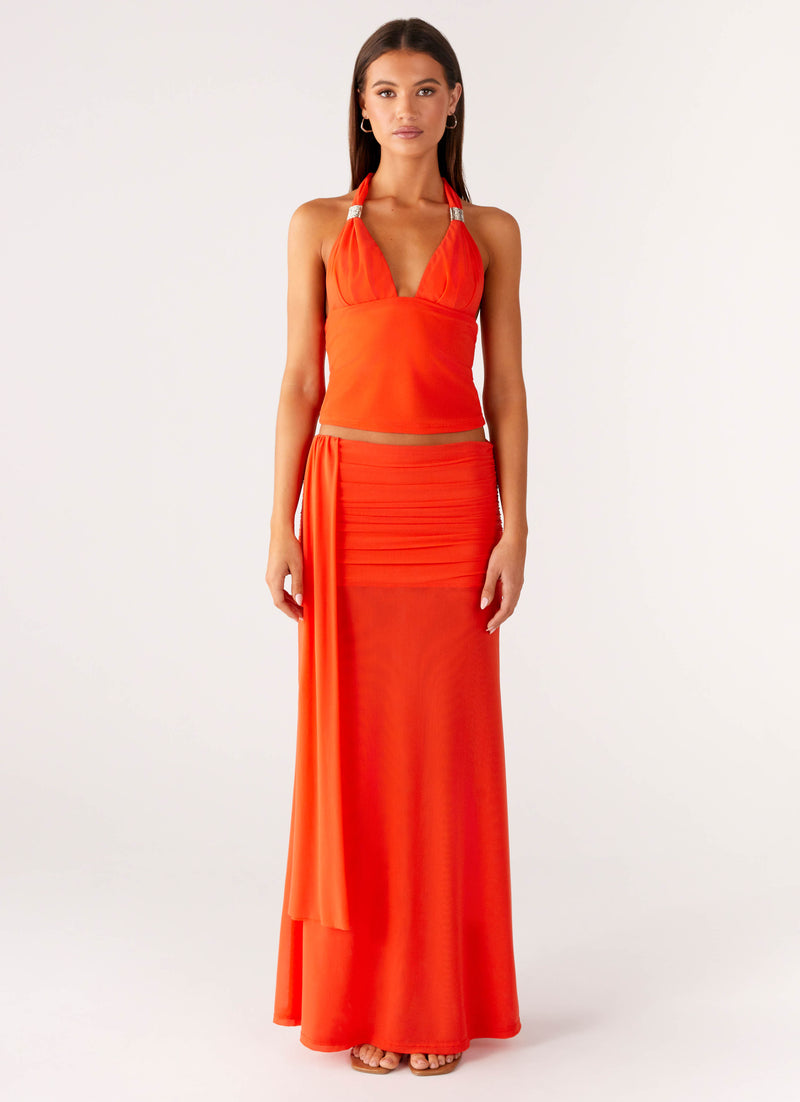 Blaze Halter Top - Fire Red