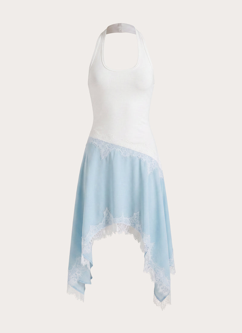 Brionee Midi Dress - Pale Blue White