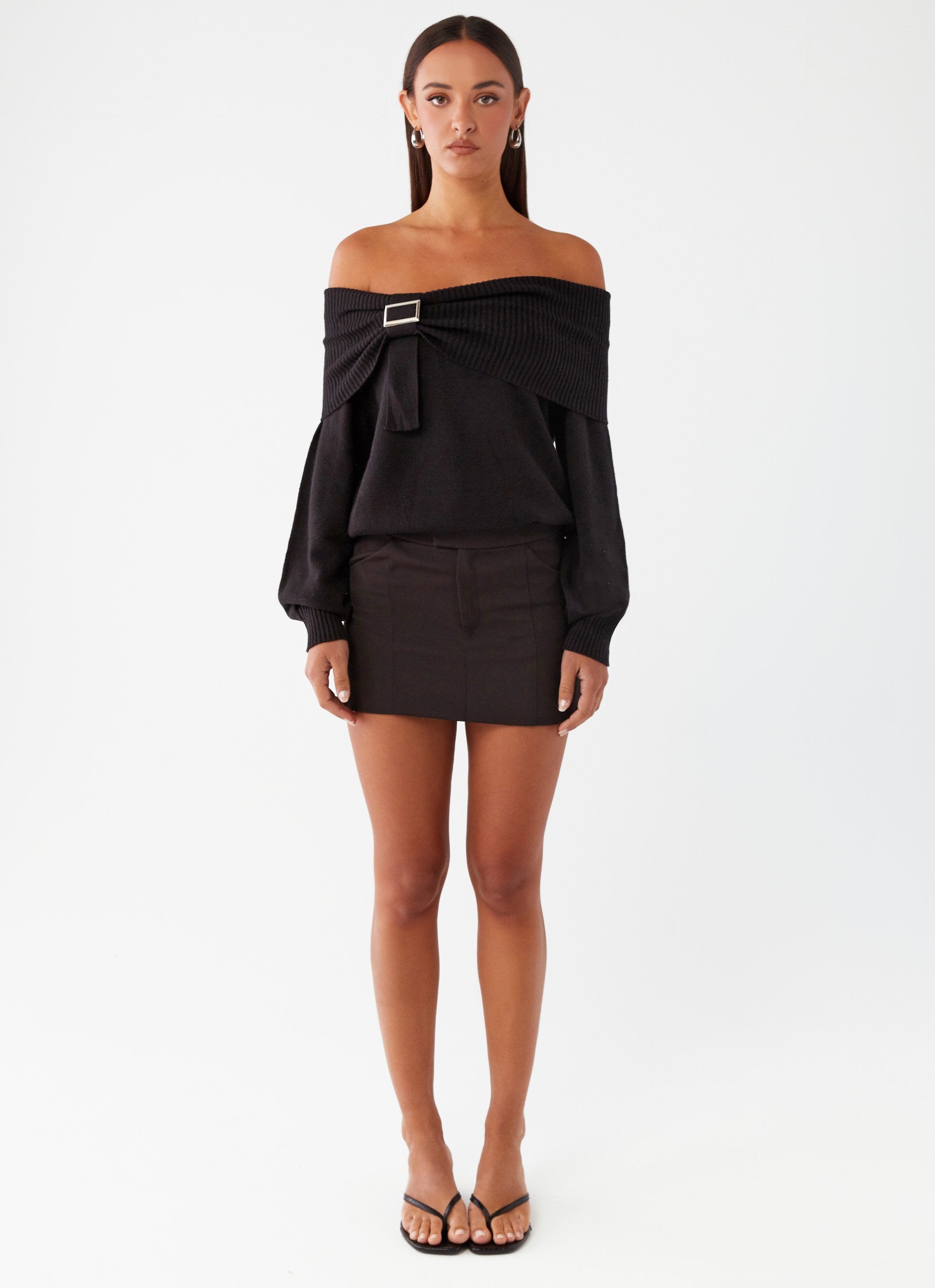 Buckle black sweater clearance