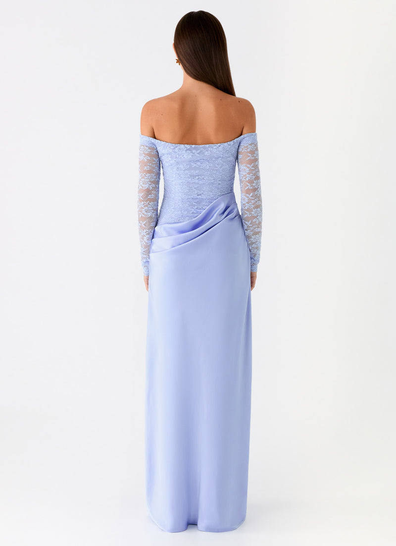 Burke Off Shoulder Maxi Dress - Blue