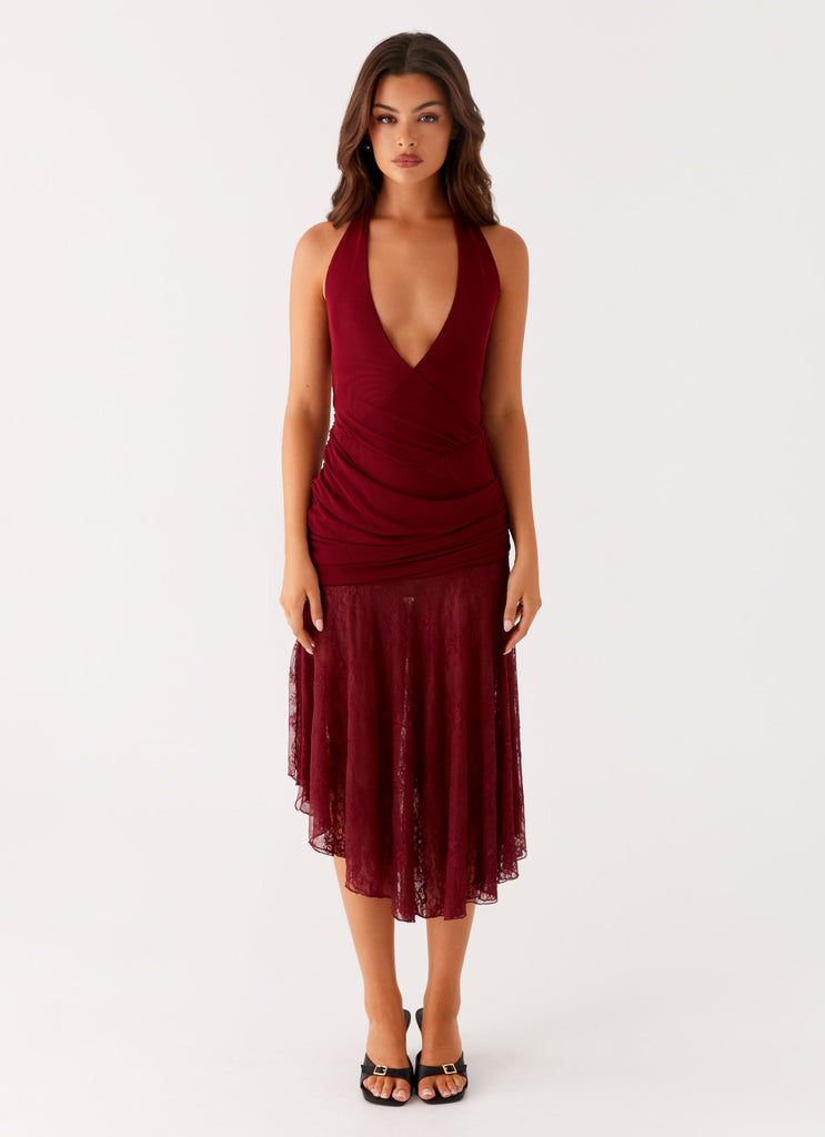 Collective Dress - Peppermayo Exclusive Burnout Midi Dress - Maroon image 3