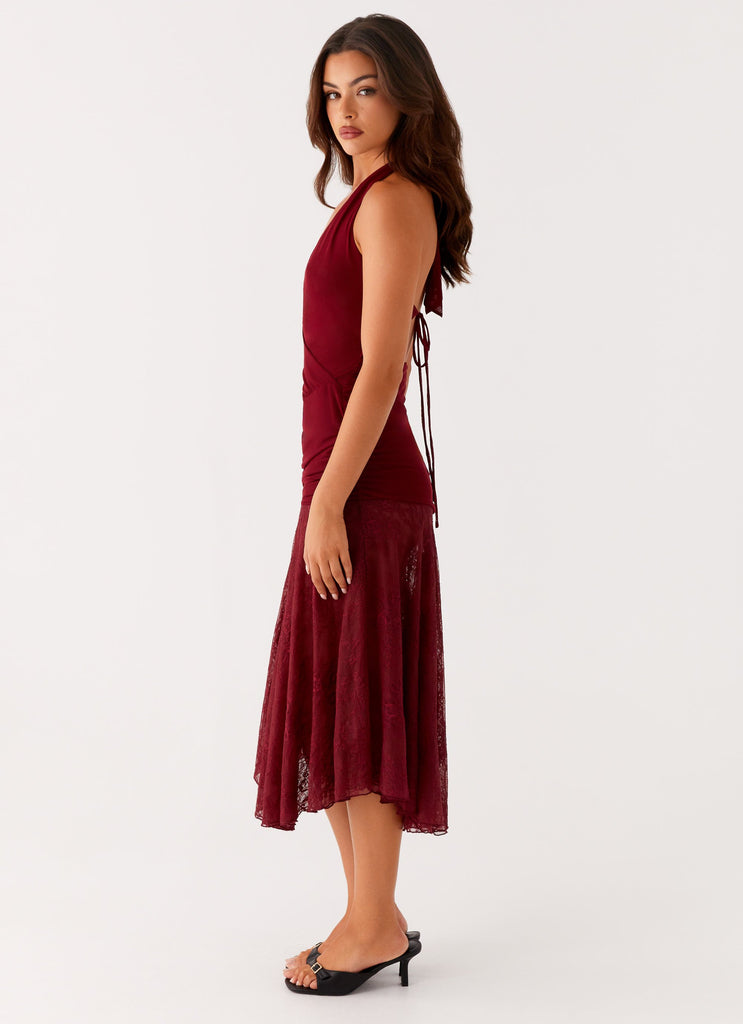Collective Dress - Peppermayo Exclusive Burnout Midi Dress - Maroon image 4