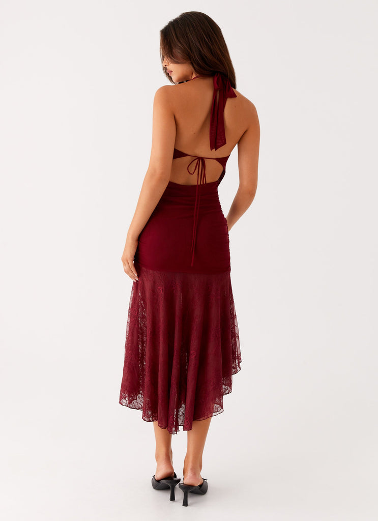 Collective Dress - Peppermayo Exclusive Burnout Midi Dress - Maroon image 5