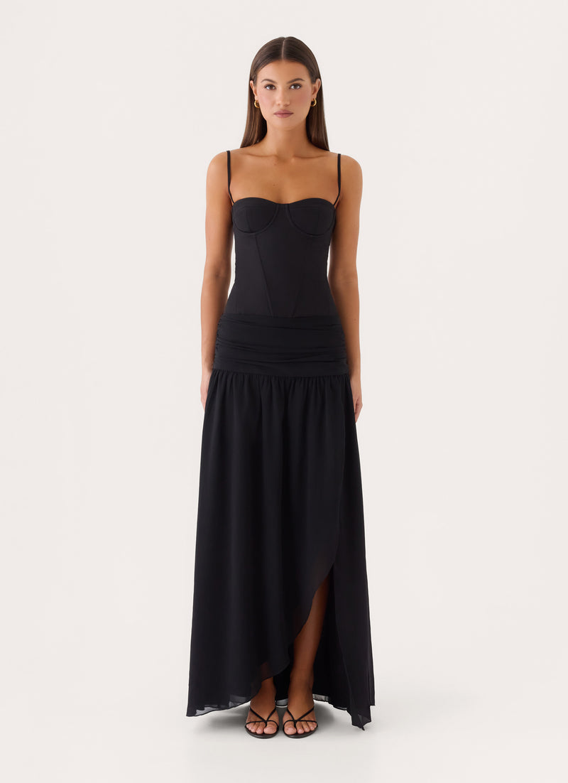 Clemsie Bustier Maxi Dress - Black