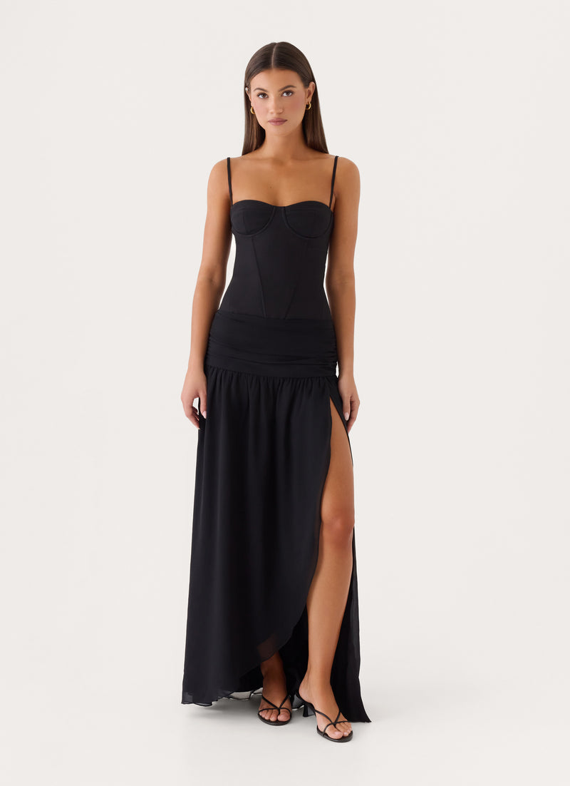 Clemsie Bustier Maxi Dress - Black