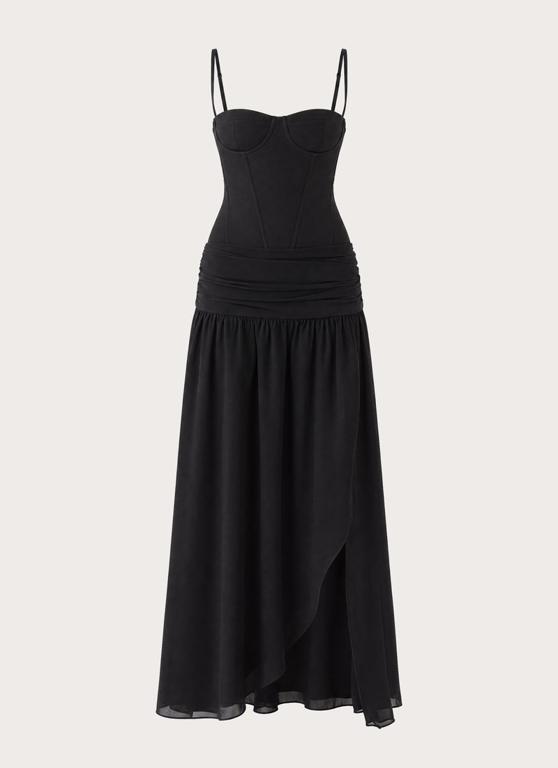 Clemsie Bustier Maxi Dress - Black