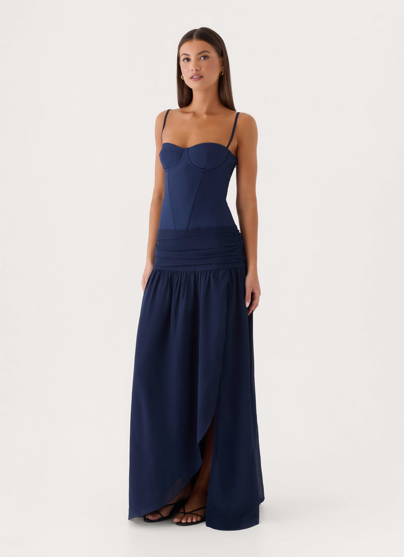 Clemsie Bustier Maxi Dress - Navy