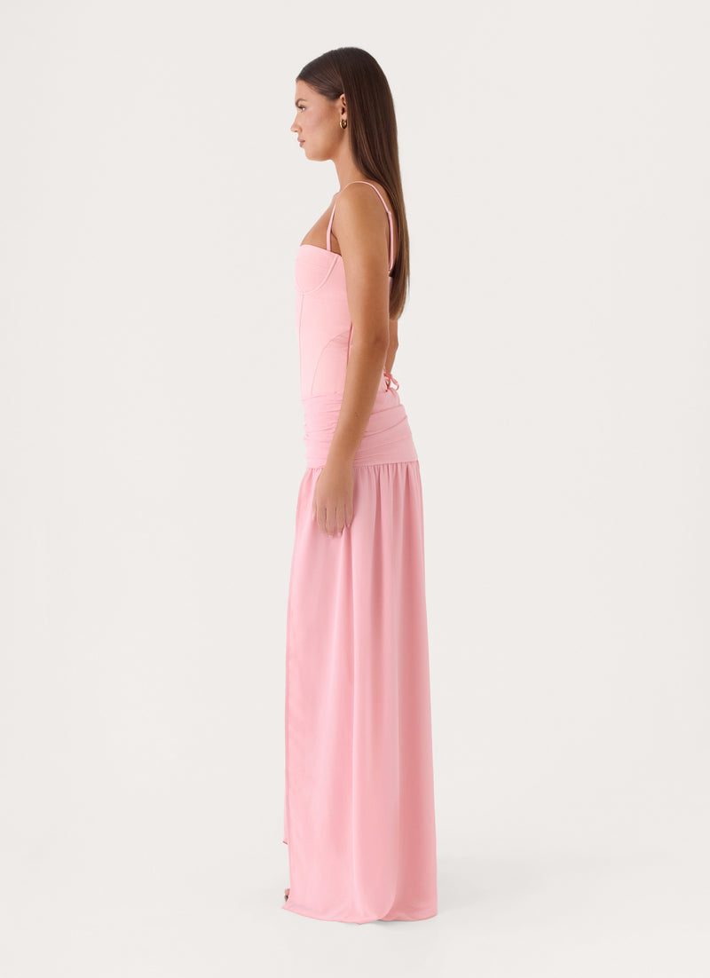 Clemsie Bustier Maxi Dress - Pink Peach