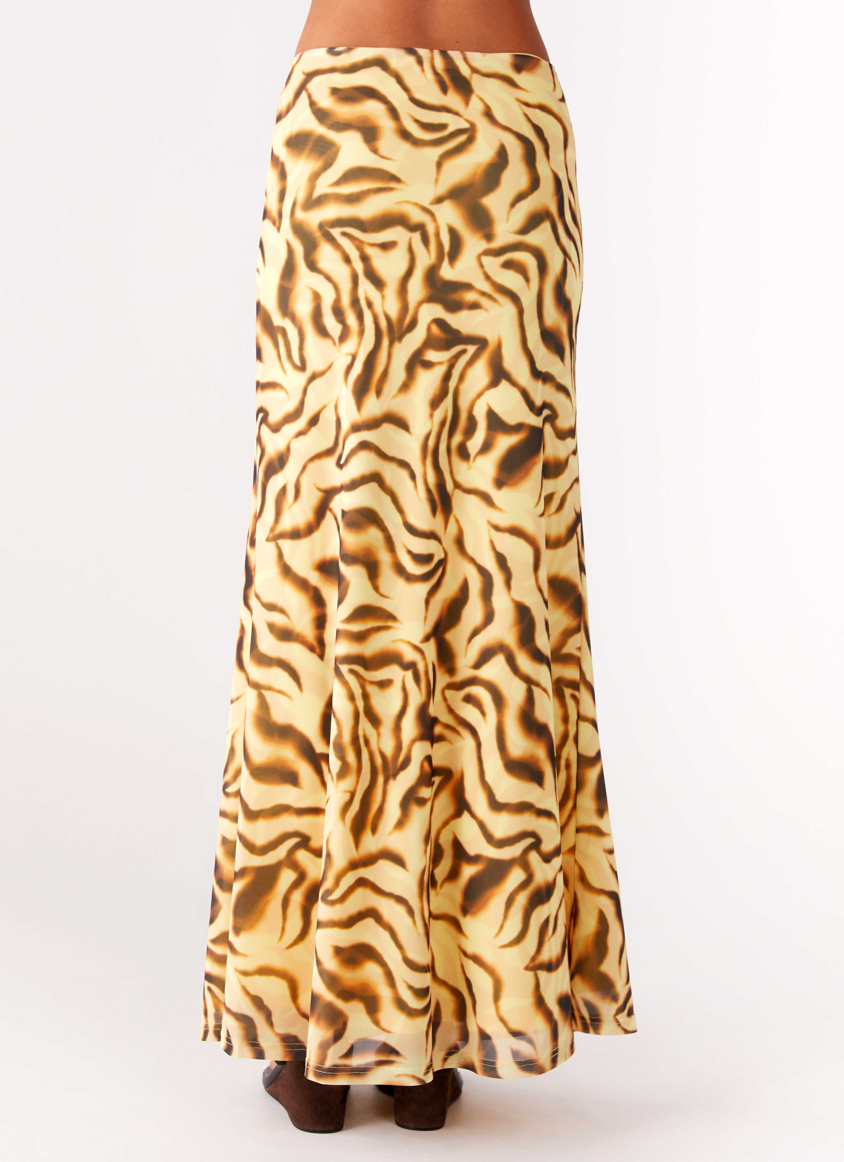 Call Me Low Rise Maxi Skirt Yellow Zebra – Peppermayo