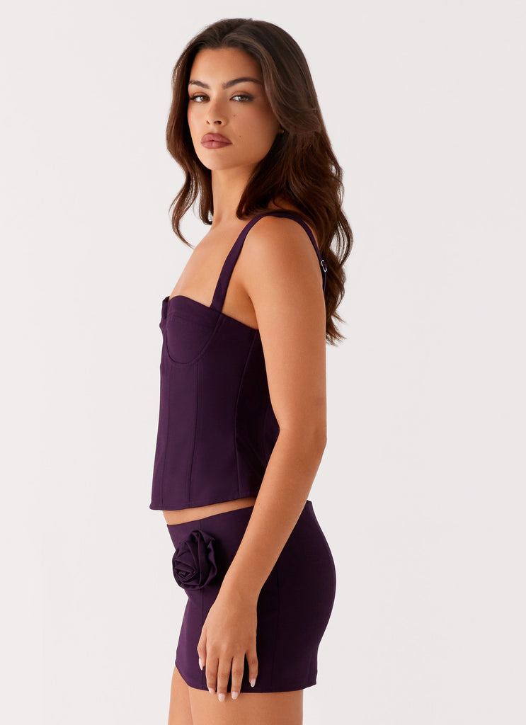 Collective Tops - Peppermayo Exclusive Campbell Corset Top - Plum fourth image