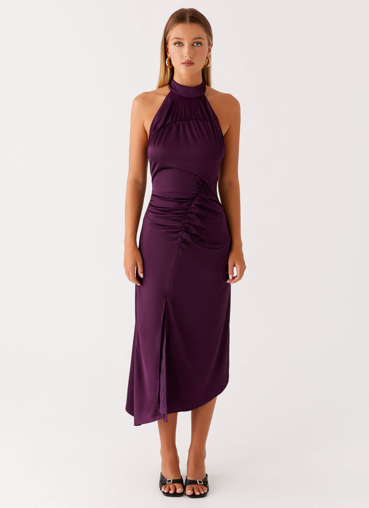 Collective Dress - Peppermayo Exclusive Casta Halterneck Midi Dress - Plum image 3