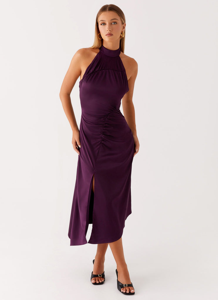 Collective Dress - Peppermayo Exclusive Casta Halterneck Midi Dress - Plum image 6