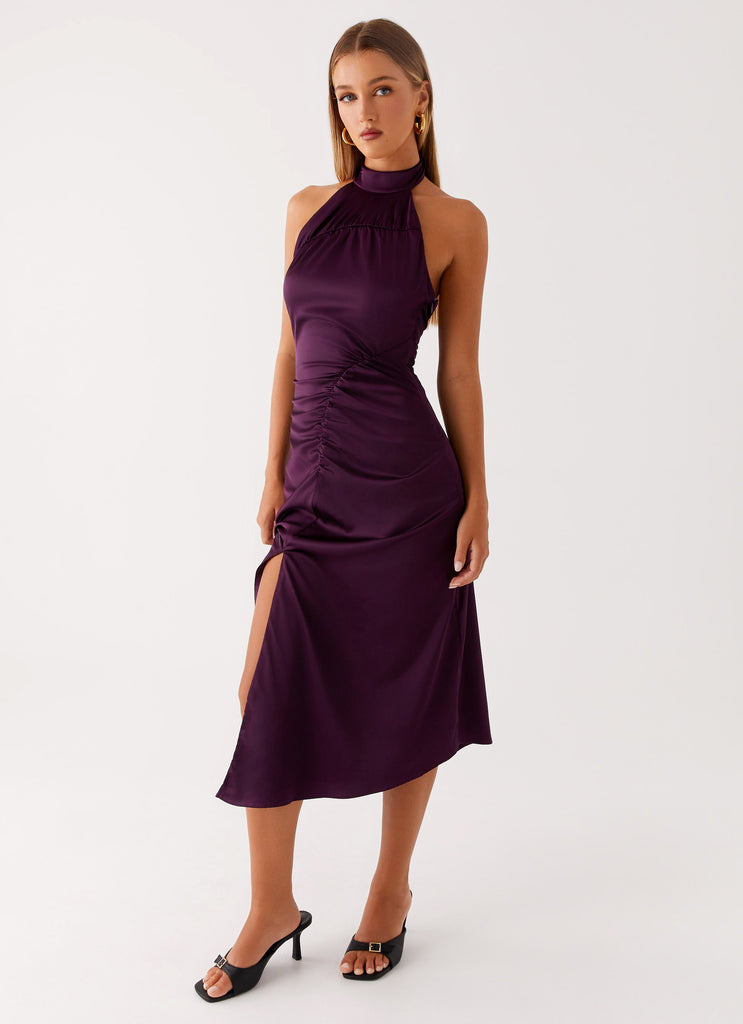 Collective Dress - Peppermayo Exclusive Casta Halterneck Midi Dress - Plum image 1