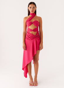 Circa Scarf Midi Dress Hot Pink 1