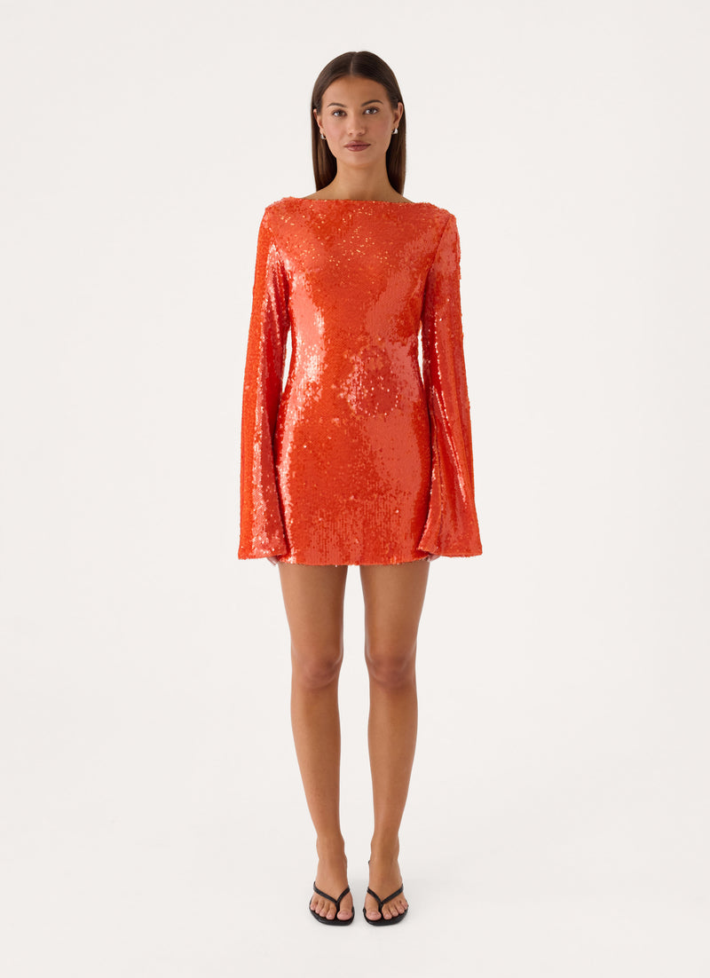 Claudine Sequin Mini Dress - Orange