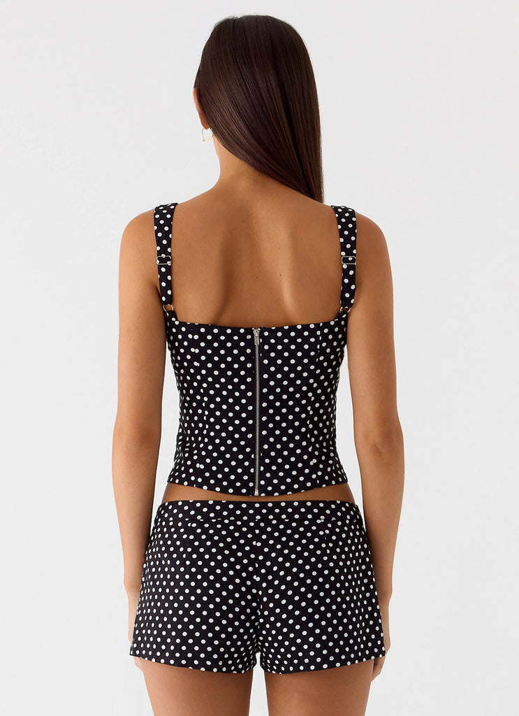 Coastline Mini Shorts - Black Polkadot