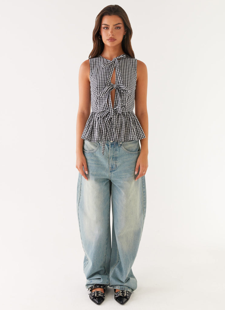 Collective Tops - Peppermayo Exclusive Cyrene Tie Top - Black Gingham third image