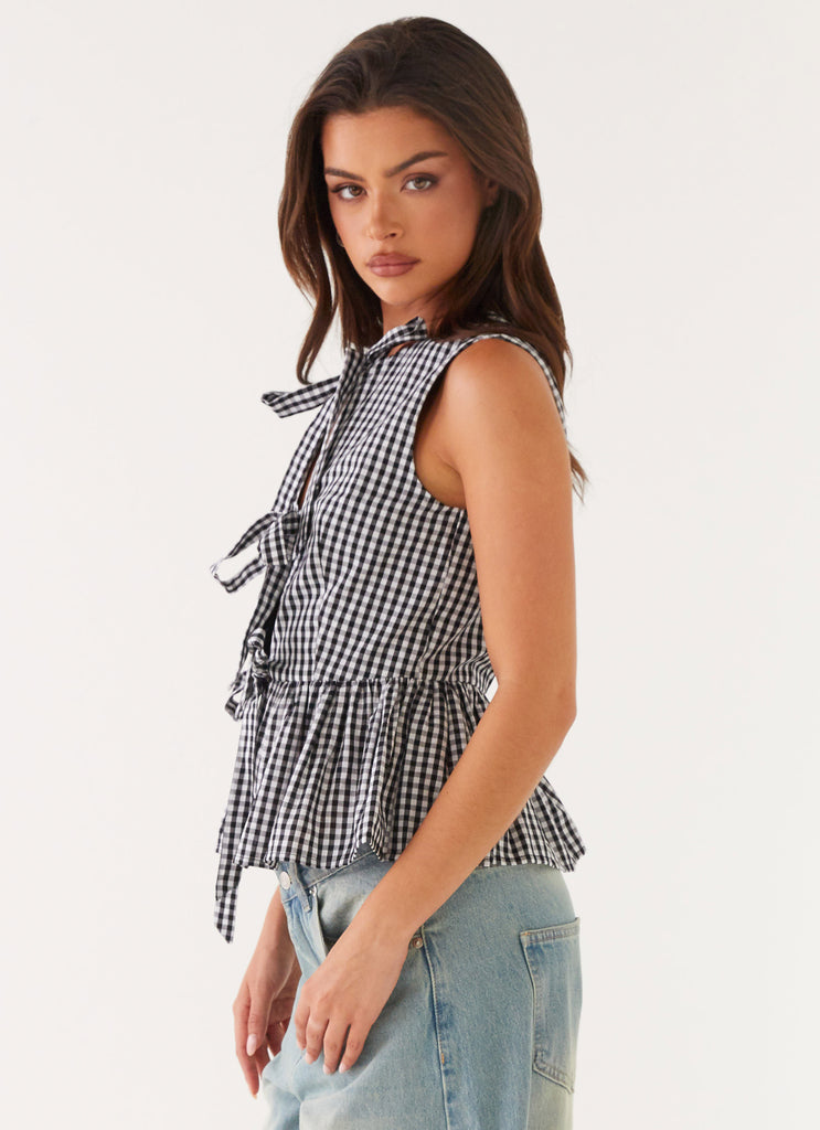 Collective Tops - Peppermayo Exclusive Cyrene Tie Top - Black Gingham fourth image