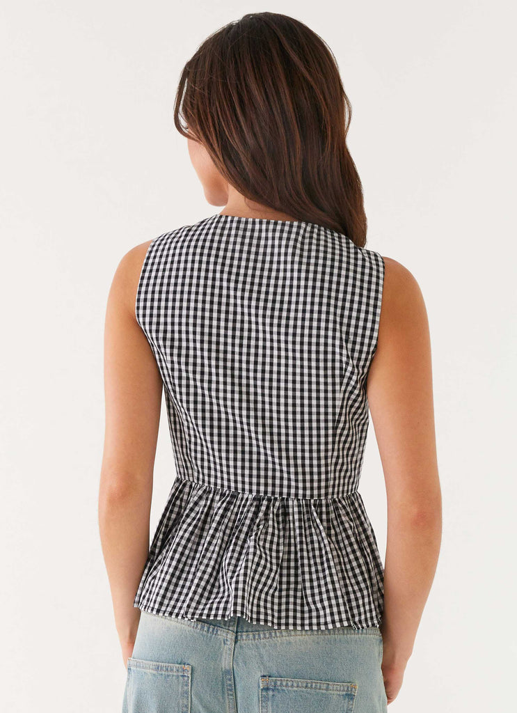 Collective Tops - Peppermayo Exclusive Cyrene Tie Top - Black Gingham fifth image