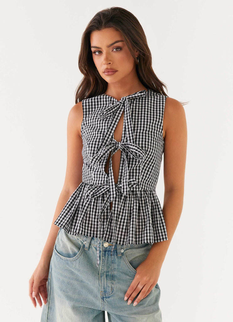 Collective Tops - Peppermayo Exclusive Cyrene Tie Top - Black Gingham sixth image