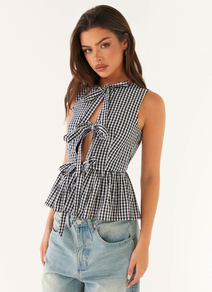 Collective Tops - Peppermayo Exclusive Cyrene Tie Top - Black Gingham featured image