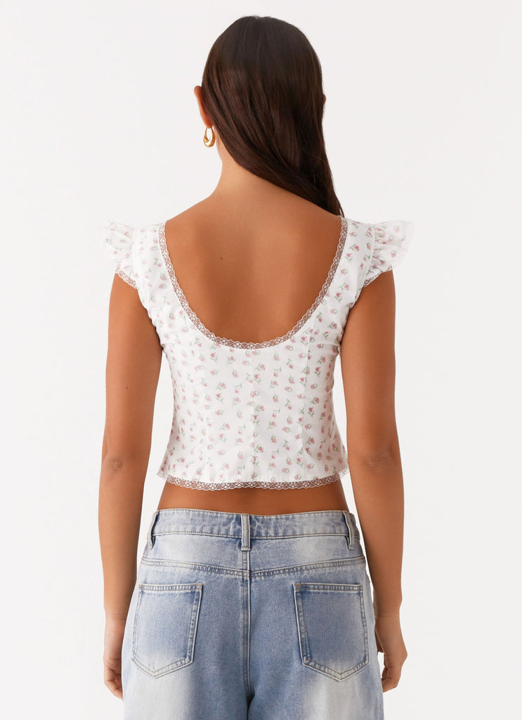 Collective Tops - Peppermayo Exclusive Danna Top - White Floral fifth image