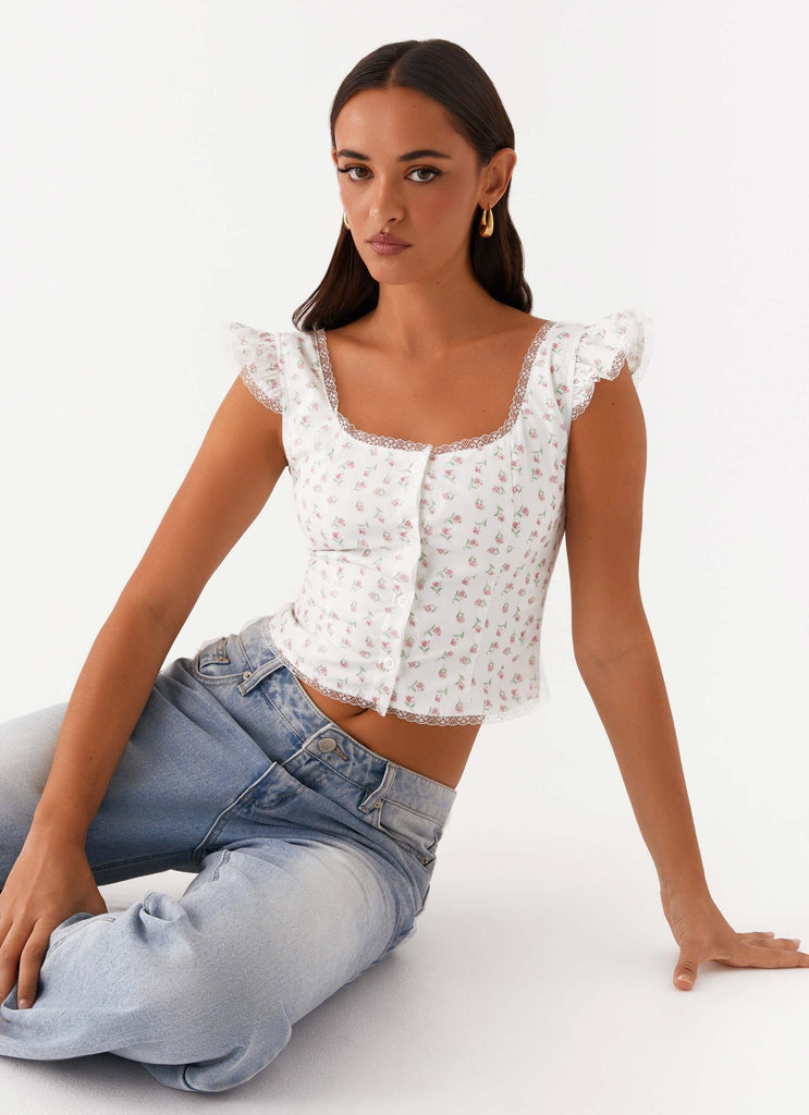 Collective Tops - Peppermayo Exclusive Danna Top - White Floral sixth image
