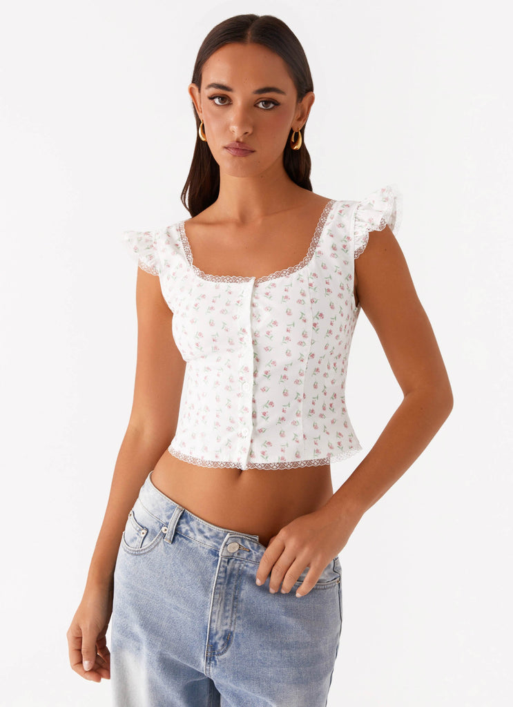 Collective Tops - Peppermayo Exclusive Danna Top - White Floral featured image