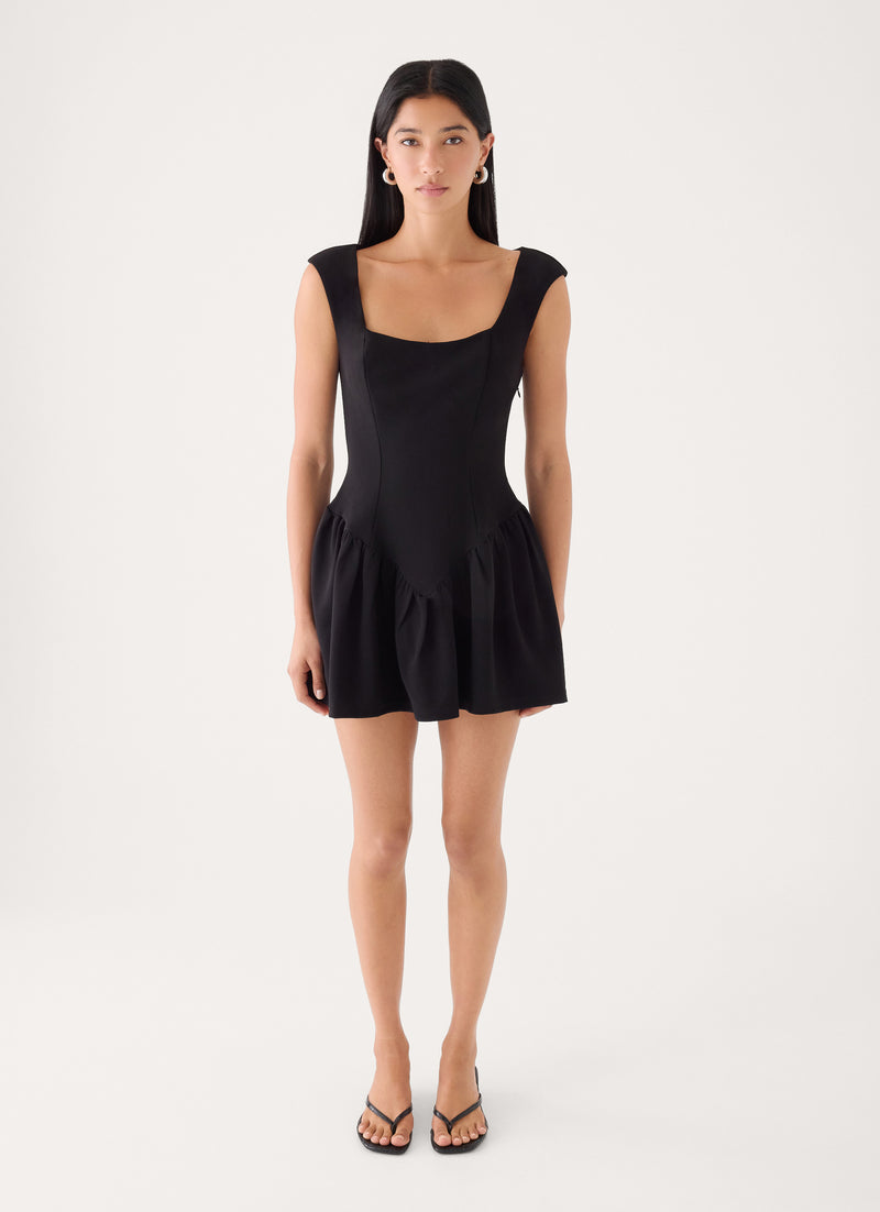 Dark Bloom Mini Dress - Black