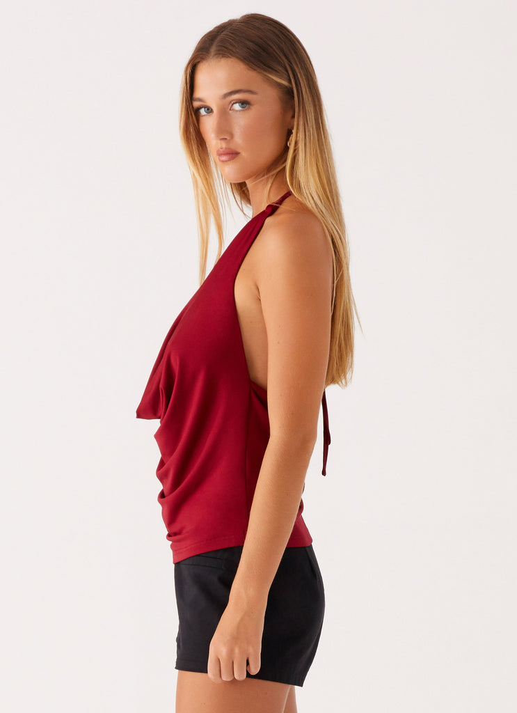 Collective Tops - Peppermayo Exclusive Dasha Cowl Top - Red fourth image