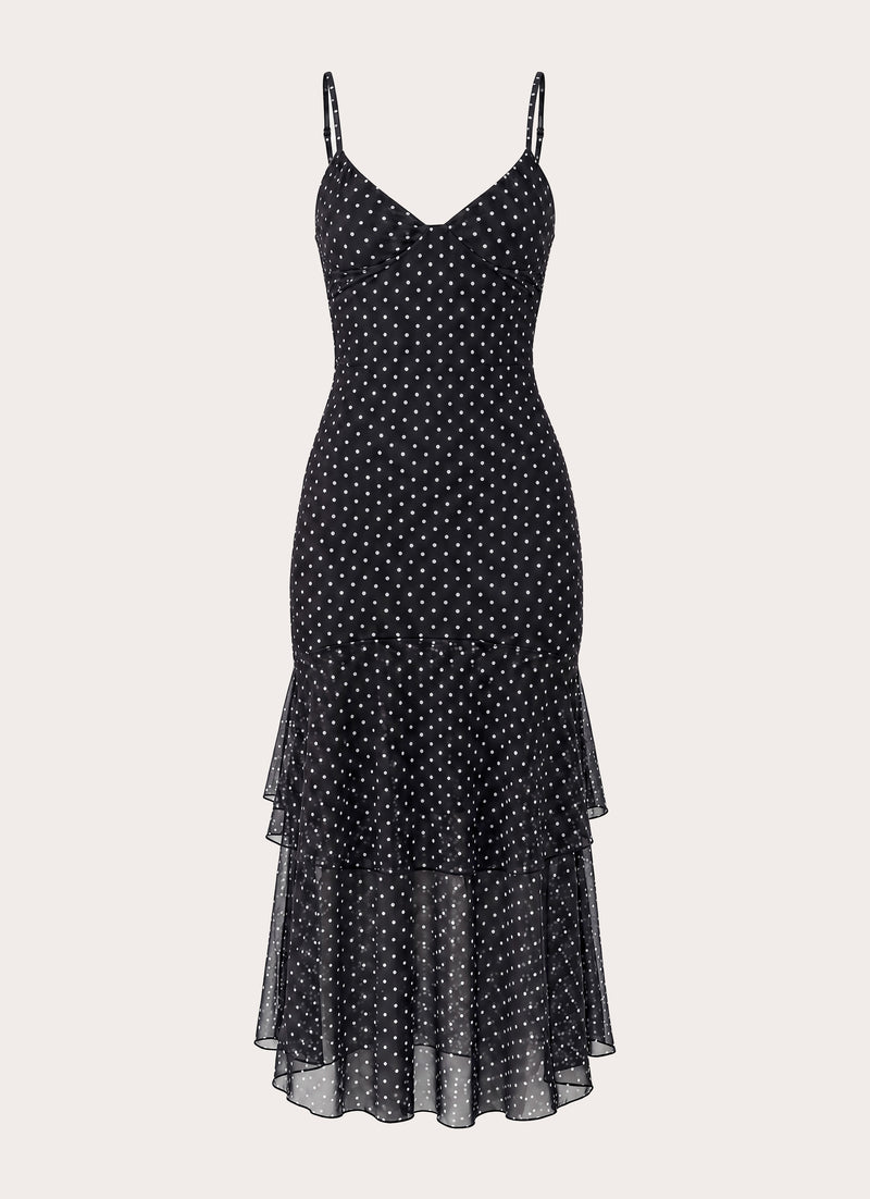 Dolores Midi Dress - Black Polka Dot