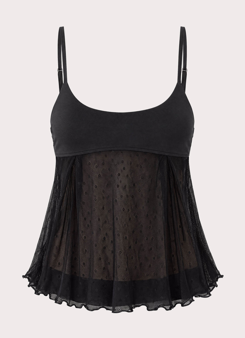 Elsie Mesh Polka Dot Top - Black