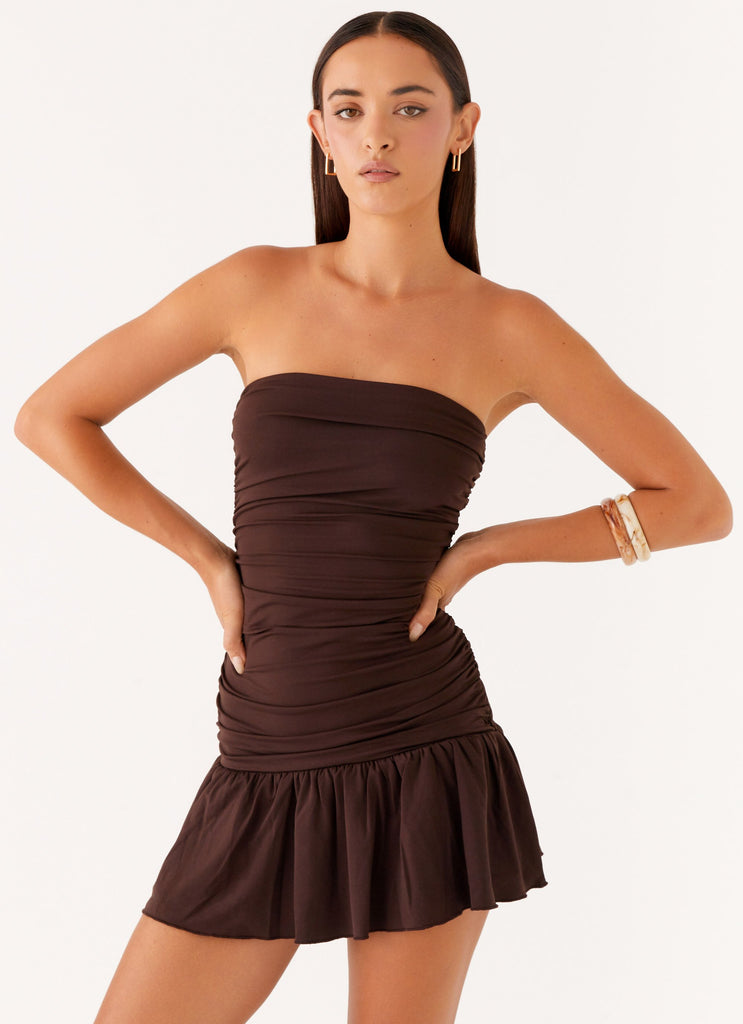Peppermayo Exclusive Eclair Mini Dress - Chocolate - View 1 | Shop Formal Dress