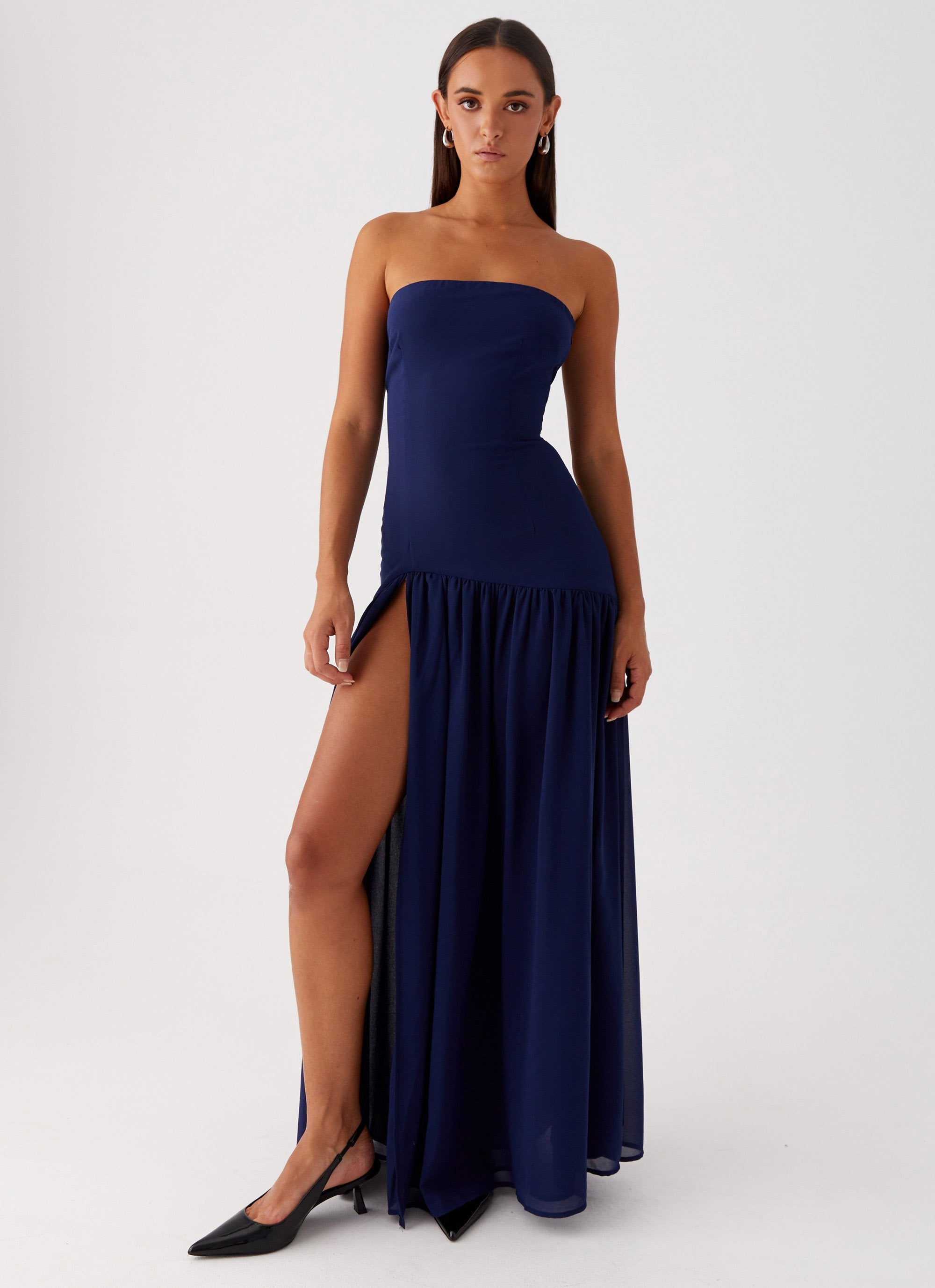 Eden Strapless Maxi Dress Navy – Peppermayo - Main Image
