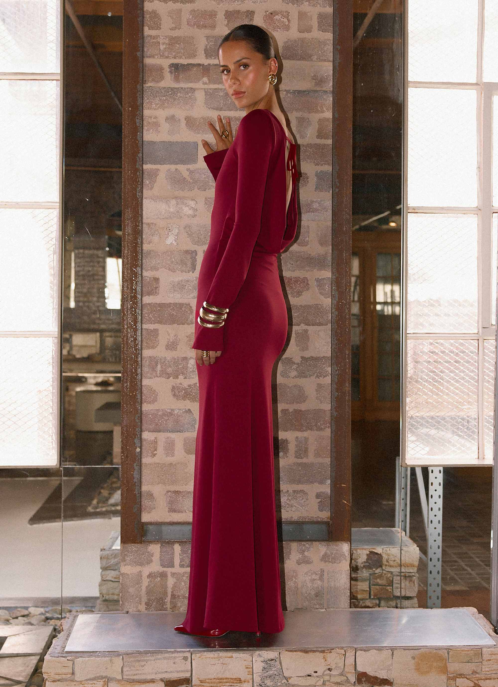 Elmont Long Sleeve Maxi Dress - Dark Cherry Peppermayo Elmont Long Sleeve Maxi Dress - Dark Cherry Peppermayo