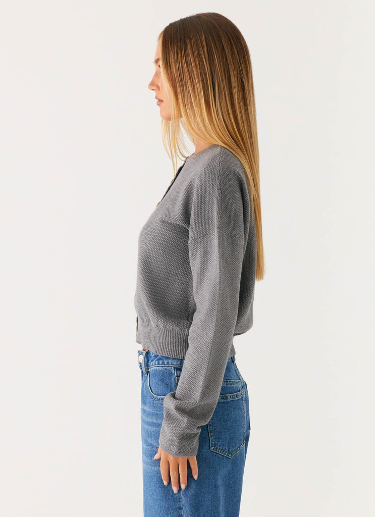 Collective Tops - Peppermayo Exclusive Etty Knit Cardigan - Dark Grey fourth image